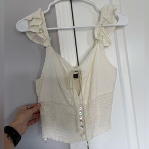 Wild Fable Ruffled White Tank Top